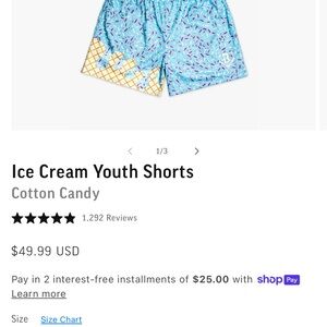 Cotton Candy Ice Cream Youth Shorts - Blue and Yellow